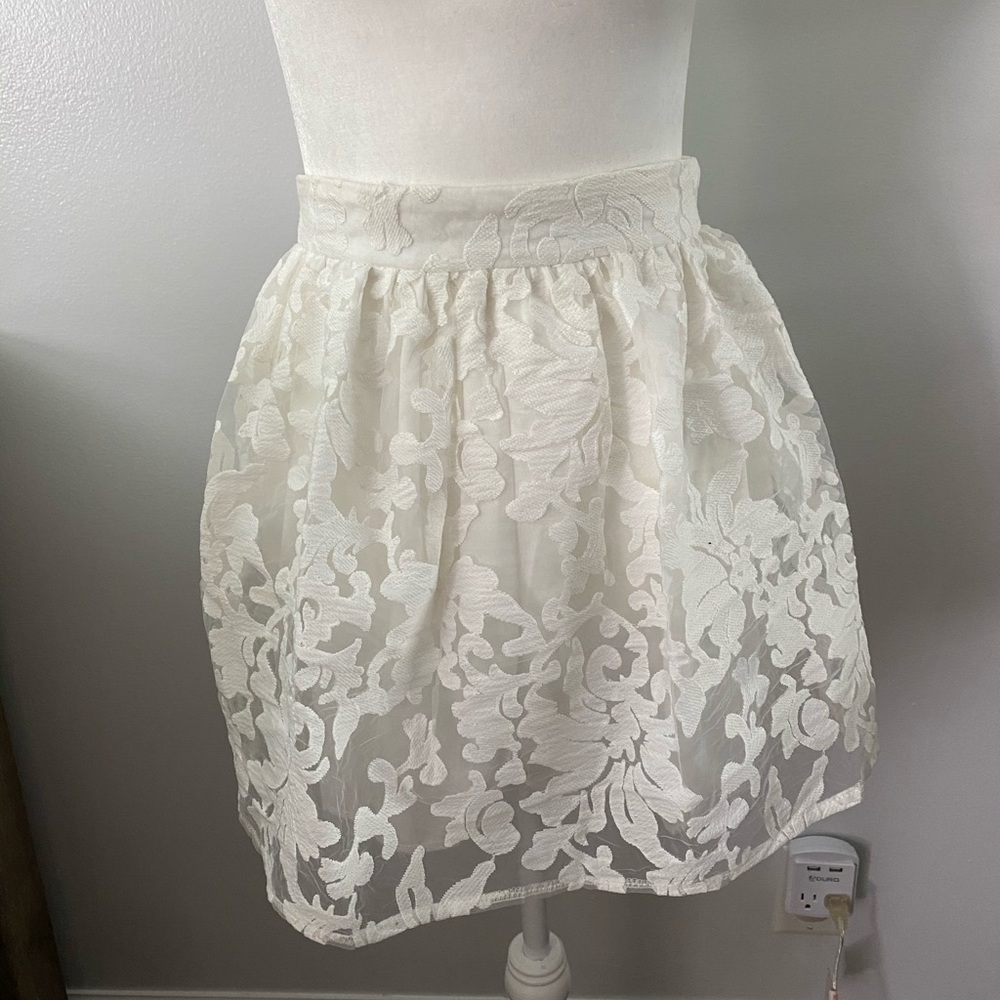 White Lace Fit & Flare Skirt
